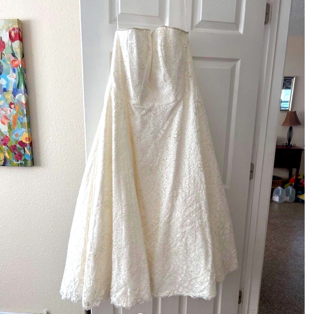 Davids Bridal Tea Length Ivory Dress! Worn to try on once. New without Tags